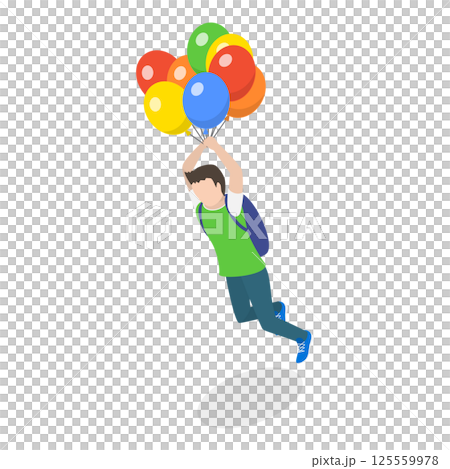 3D Isometric Flat Illustration of Soaring in the Sky. Item 2 3D Isometric Flat Illustration of Soaring in the Sky. Item 2 125559978