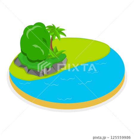 3D Isometric Flat  Set of Natural Water Landscape. Item 2 125559986