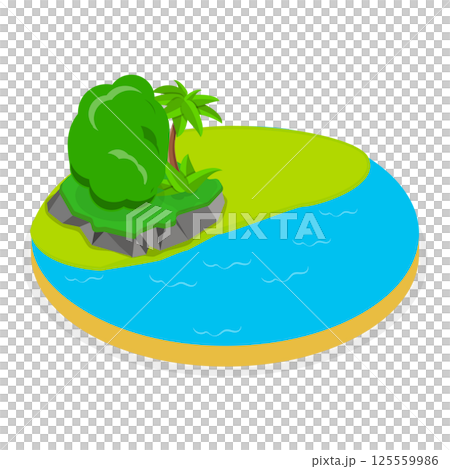 3D Isometric Flat  Set of Natural Water Landscape. Item 2 125559986
