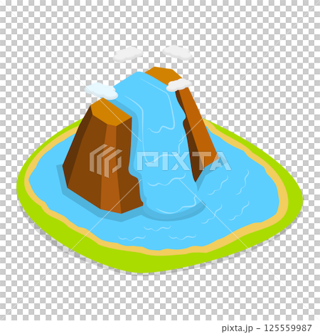 3D Isometric Flat  Set of Natural Water Landscape. Item 6 125559987