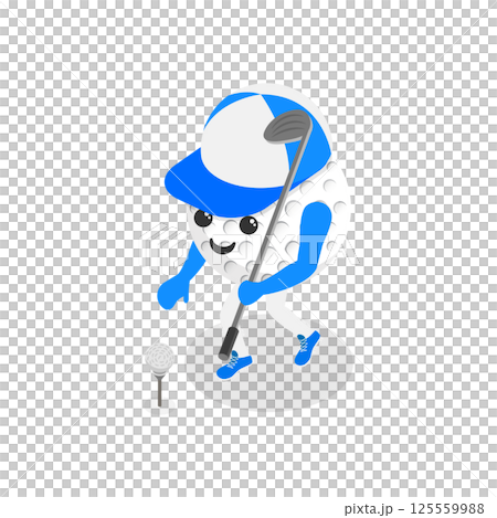 3D Isometric Flat  Set of Cartoon Sport Ball Mascot. Item 1 125559988