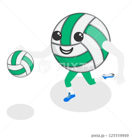 3D Isometric Flat  Set of Cartoon Sport Ball Mascot. Item 7 125559989