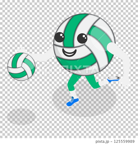 3D Isometric Flat  Set of Cartoon Sport Ball Mascot. Item 7 125559989