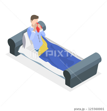 3D Isometric Flat Illustration of Diverse Unhealthy People. Item 4 3D Isometric Flat Illustration of Diverse Unhealthy People. Item 4 125560001