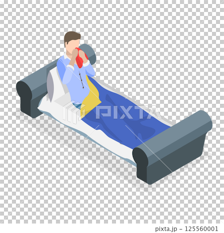 3D Isometric Flat Illustration of Diverse Unhealthy People. Item 4 3D Isometric Flat Illustration of Diverse Unhealthy People. Item 4 125560001
