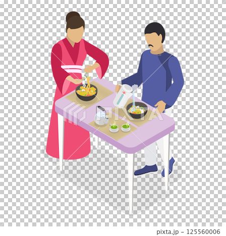 3D Isometric Flat Illustration of Korean or Japanese Food. Item 2 3D Isometric Flat Illustration of Korean or Japanese Food. Item 2 125560006