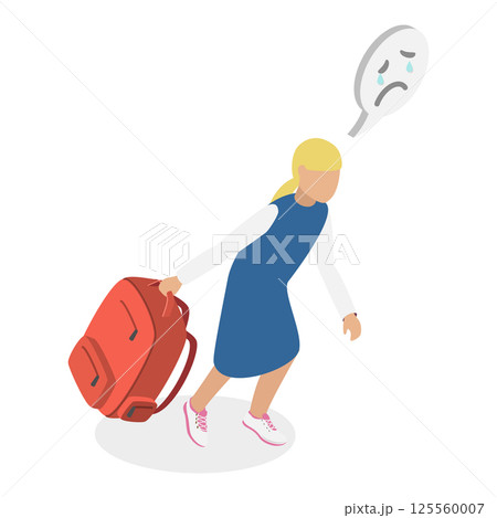 3D Isometric Flat  Illustration of Exhausted Schoolchildren. Item 1 125560007
