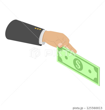3D Isometric Flat  Illustration of Hands Holding Money in Various Forms. Item 5 125560013