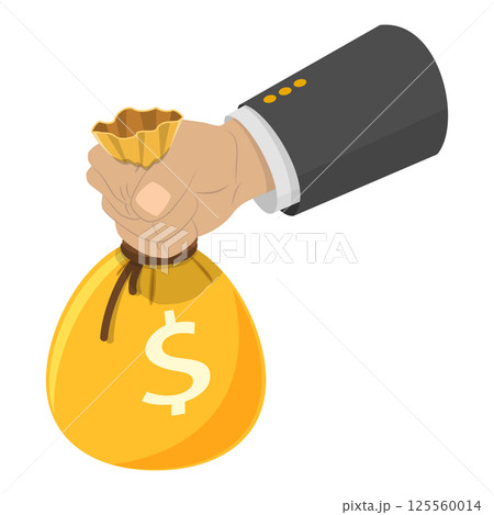 3D Isometric Flat  Illustration of Hands Holding Money in Various Forms. Item 9 125560014