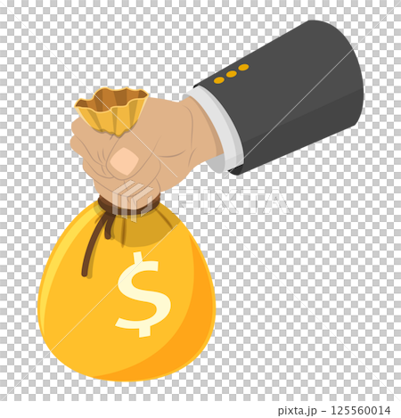 3D Isometric Flat  Illustration of Hands Holding Money in Various Forms. Item 9 125560014