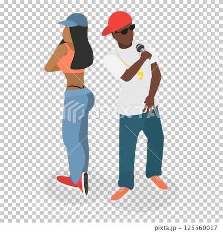 3D Isometric Flat  Illustration of Rap Music And Hip-hop Style. Item 3 125560017