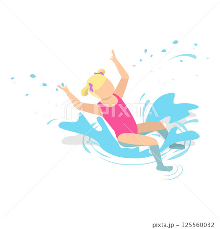 3D Isometric Flat  Set of Children Snorkeling. Item 4 125560032