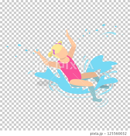 3D Isometric Flat  Set of Children Snorkeling. Item 4 125560032