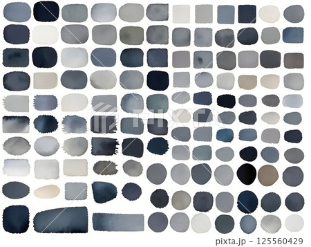 Grey palette Watercolor paint gradient transitioning smoothly from light grey tones to deep blue shades, providing refined visual reference for professional design compositions 125560429