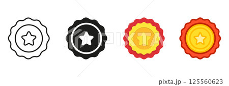 Badge Star Icon Line And Solid Icon Set. Award Emblem Star Design Symbol Collection. Isolated Vector Illustration 125560623