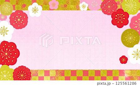 《AI画像》梅の花の和柄背景素材 125561286