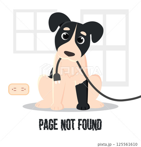 Dog unplugged the cable. Vector Dog unplugged the cable. Vector 125561610