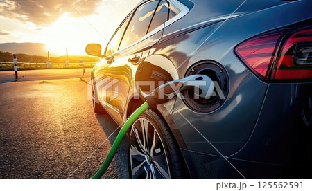 《AI画像》充電する電気自動車 125562591
