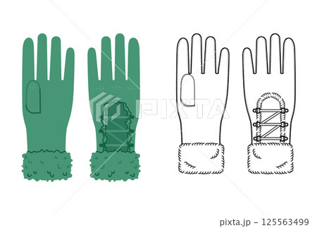 Igloo Fur Gloves Wrist length emerald green cartoon and flat Fashion hand accessory clothing technical illustration Igloo Fur Gloves Wrist length emerald green cartoon and flat Fashion hand accessory clothing technical illustration 125563499