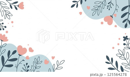 可愛い花とハートのデザインカード 125564278