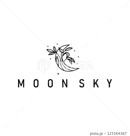 simple minimalist moon logo design with elegant line concept as a symbol illustration template for a product and business brand 125564367