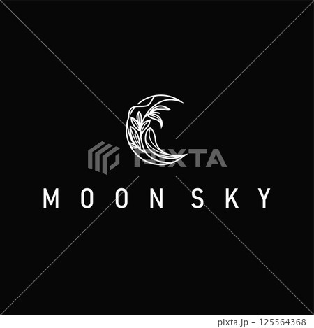 simple minimalist moon logo design with elegant line concept as a symbol illustration template for a product and business brand 125564368