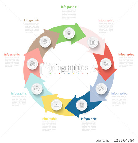 Infographic 9 options design elements for your business data. Vector Illustration. 125564384