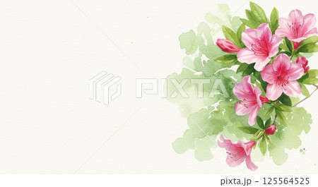 春の季節の美しいつつじと藤の花のイラスト 125564525