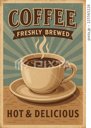 ビンテージ風コーヒーポスター(レトロ&クラシックデザイン) ビンテージ風コーヒーポスター(レトロ&クラシックデザイン) 125565226