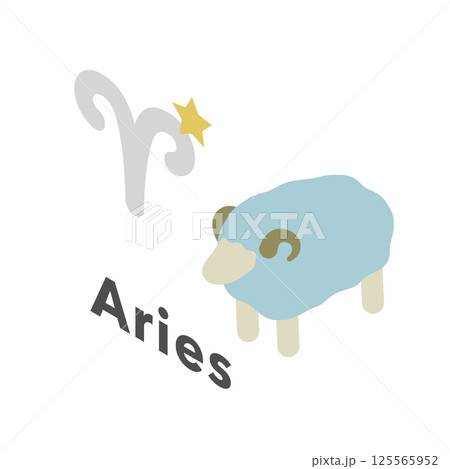 アイソメトリックイラスト：牡羊座 125565952