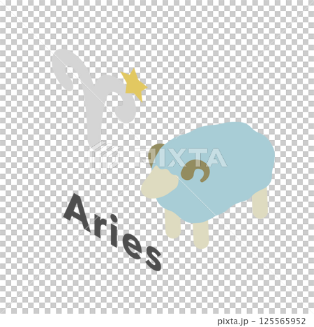 アイソメトリックイラスト：牡羊座 125565952
