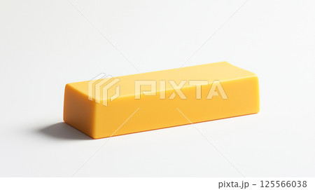 白背景にチーズのような黄色の長方形ブロックの3Dイラスト 125566038