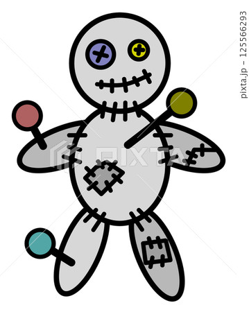 恨みや呪いで人形に釘を打って儀式をするイラスト 恨みや呪いで人形に釘を打って儀式をするイラスト 125566293