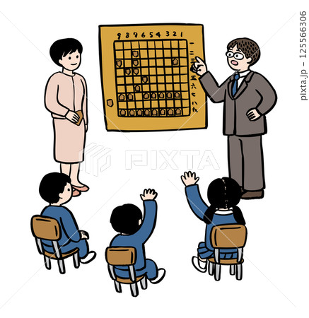 子ども将棋教室の様子のベクターイラスト 子ども将棋教室の様子のベクターイラスト 125566306