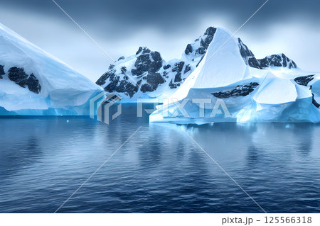 海を漂う氷山 125566318