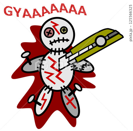 人形を釘で固定してナイフで切り裂く呪いの儀式 人形を釘で固定してナイフで切り裂く呪いの儀式 125566325