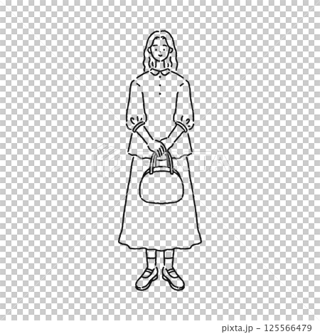 自然時尚女人線描 125566479