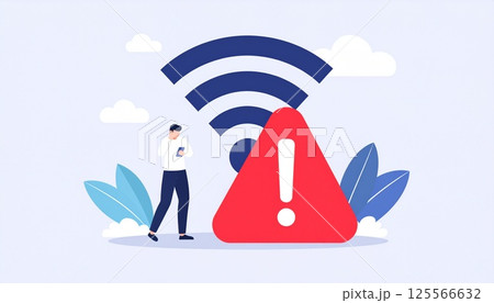 通信障害のイメージ やネットワークエラーの図解をシンプルに表現 125566632
