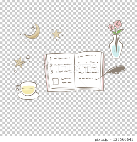 新月の願い事を書くイラスト 125566643