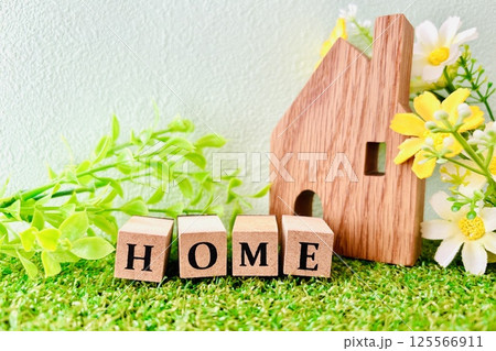 住宅のイメージとHOMEの文字 住宅のイメージとHOMEの文字 125566911