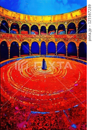an AI Image Generator, Artistic Interior of a Circular Historical Arena 125567289
