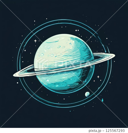 an AI Image Generator, Illustration of a Planet with Rings in Space 125567293