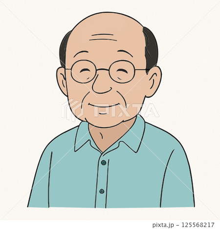 カラフルな笑顔のおじいさん カラフルな笑顔のおじいさん 125568217