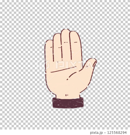 Stop hand sign, illustration, icon, material, no background, simple 125568294