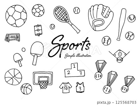 ペンを使った手描きのスポーツのイラスト素材	 125568703