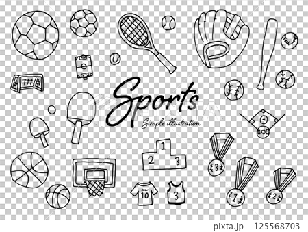 Hand-drawn sports illustration material using a pen 125568703