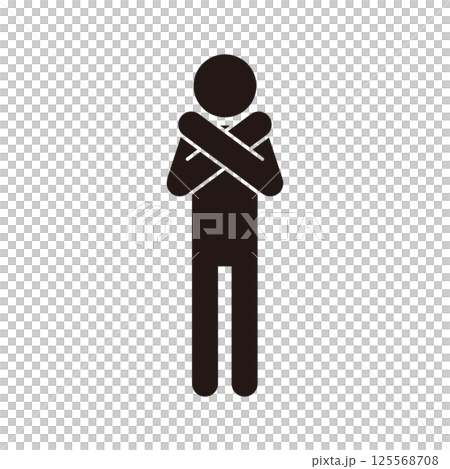 一個人用手做出 NG 手勢的象形圖圖標 125568708