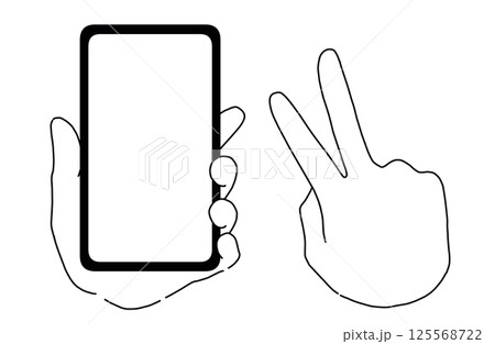 スマホに表示された画面を操作している2本の指 スマホに表示された画面を操作している2本の指 125568722