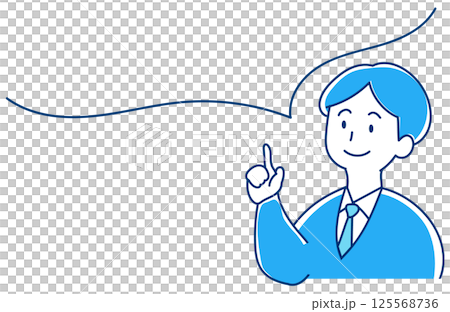 A man with an idea and pointing his finger - Illustration of a man in a suit with a speech bubble A man with an idea and pointing his finger - Illustration of a man in a suit with a speech bubble 125568736