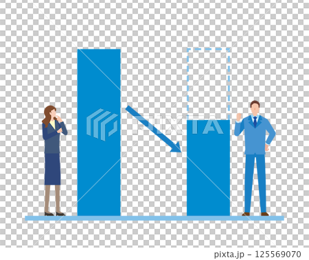 ビジネスマンと経費削減のイメージイラスト 125569070